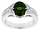 Pre-Owned Green Chrome Diopside Rhodium Over Sterling Silver Ring 2.08ctw