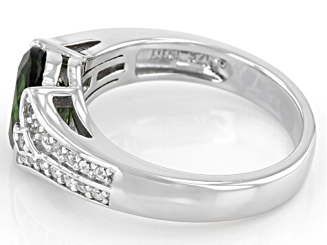 Pre-Owned Green Chrome Diopside Rhodium Over Sterling Silver Ring 2.08ctw
