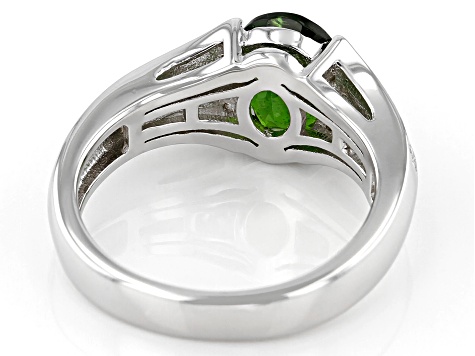 Pre-Owned Green Chrome Diopside Rhodium Over Sterling Silver Ring 2.08ctw
