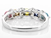 Pre-Owned Blue, Yellow, Brown, Pink, White Cubic Zirconia Rhodium Over Sterling Silver Ring 1.31ctw