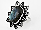 Pre-Owned Gray Labradorite Sterling Silver Ring