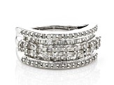 Pre-Owned White Diamond Rhodium Over Sterling Silver Wide Band Ring 1.10ctw