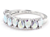 Pre-Owned Aurora Borealis Cubic Zirconia Rhodium Over Sterling Silver Ring And Bracelet Set 21.15ctw