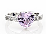 Pre-Owned Pink Lab Created Sapphire And White Cubic Zirconia Platineve Heart Shape Ring 2.88ctw