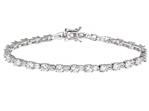 Pre-Owned White Cubic Zirconia Rhodium Over Sterling Silver Tennis Bracelet 13.91ctw