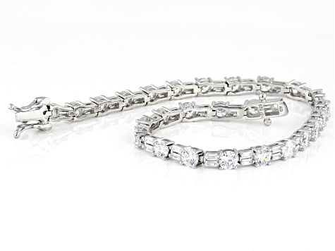 Pre-Owned White Cubic Zirconia Rhodium Over Sterling Silver Tennis Bracelet 13.91ctw