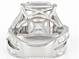 Pre-Owned White Cubic Zirconia Rhodium Over Sterling Silver Asscher Cut Ring 15.74ctw