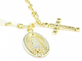 Pre-Owned White Cubic Zirconia 18k Yellow Gold Over Sterling Silver Our Lady Of Guadalupe Necklace 0