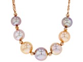 Pre-Owned Multi-Color Cultured Freshwater Pearl 18k Rose Gold Over Sterling Silver Necklace