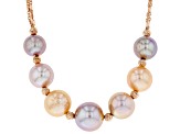 Pre-Owned Multi-Color Cultured Freshwater Pearl 18k Rose Gold Over Sterling Silver Necklace