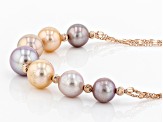 Pre-Owned Multi-Color Cultured Freshwater Pearl 18k Rose Gold Over Sterling Silver Necklace