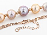 Pre-Owned Multi-Color Cultured Freshwater Pearl 18k Rose Gold Over Sterling Silver Necklace