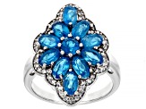 Pre-Owned Blue Neon Apatite Rhodium Over Sterling Silver Ring 2.46ctw