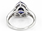 Pre-Owned Blue And White Cubic Zirconia Rhodium Over Sterling Silver Ring 6.65ctw
