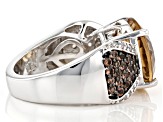 Pre-Owned Champagne Quartz Rhodium Over Sterling Silver Ring 6.09ctw