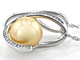 Pre-Owned Golden Cultured South Sea Pearl 11mm & Topaz 0.17ctw Sterling Silver Pendant With 18 Inch