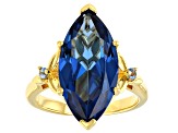 Pre-Owned Lab Created Blue Spinel 18K Yellow Gold Over Sterling Silver Ring 6.64ctw