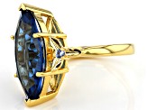 Pre-Owned Lab Created Blue Spinel 18K Yellow Gold Over Sterling Silver Ring 6.64ctw
