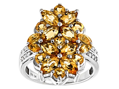 Pre-Owned Golden Citrine Rhodium Over Sterling Silver Ring 2.68ctw