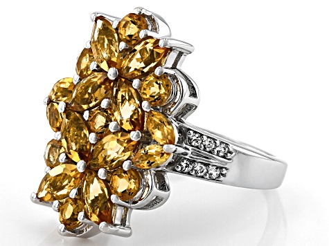 Pre-Owned Golden Citrine Rhodium Over Sterling Silver Ring 2.68ctw