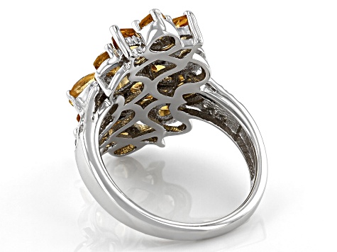 Pre-Owned Golden Citrine Rhodium Over Sterling Silver Ring 2.68ctw