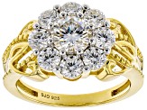 Pre-Owned Moissanite 14k Yellow Gold Over Silver Ring 2.08ctw DEW.