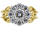 Pre-Owned Moissanite 14k Yellow Gold Over Silver Ring 2.08ctw DEW.