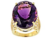 Pre-Owned Purple Amethyst 18K Yellow Gold Over Sterling Silver Ring 26.00ctw