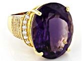 Pre-Owned Purple Amethyst 18K Yellow Gold Over Sterling Silver Ring 26.00ctw