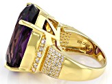 Pre-Owned Purple Amethyst 18K Yellow Gold Over Sterling Silver Ring 26.00ctw