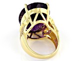 Pre-Owned Purple Amethyst 18K Yellow Gold Over Sterling Silver Ring 26.00ctw