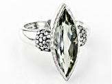 Pre-Owned Green Prasiolite Sterling Silver Ring 3.50ctw