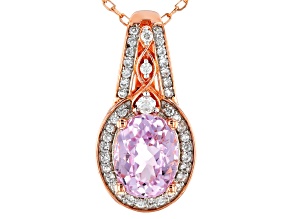 Pre-Owned Pink Kunzite 18k Rose Gold Over Sterling Silver Pendant With Chain 2.49ctw