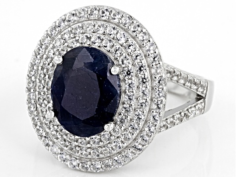 Pre-Owned Blue Sapphire Rhodium Over Sterling Silver Ring 2.75ctw