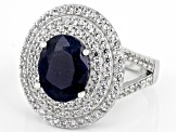 Pre-Owned Blue Sapphire Rhodium Over Sterling Silver Ring 2.75ctw