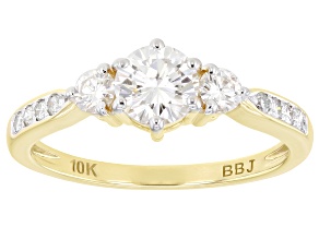 Pre-Owned Moissanite 10k yellow gold ring .88ctw DEW.