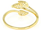 Pre-Owned White Diamond 14K Yellow Gold Over Sterling Silver Leaf Bypass Ring 0.10ctw