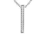Pre-Owned White Cubic Zirconia Rhodium Over Sterling Silver "Faith" Pendant With Chain 0.13ctw