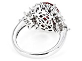 Pre-Owned Lab Created Ruby And White Cubic Zirconia Rhodium Over Sterling Ring 6.75ctw