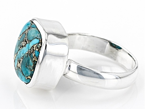 Pre-Owned Blue Turquoise Sterling Silver Ring.