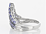 Pre-Owned Tanzanite and Blue Diamond Rhodium Over Sterling Silver Ring 1.35ctw