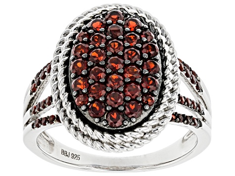 Pre-Owned Red Garnet Rhodium Over Sterling Silver Ring. 1.04ctw