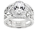 Pre-Owned White Cubic Zirconia Rhodium Over Sterling Silver Ring 4.15ctw
