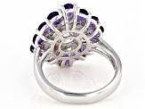 Pre-Owned Strontium Titanate and African amethyst rhodium over sterling silver ring 6.11ctw