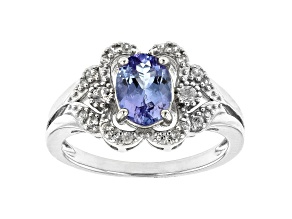 Pre-Owned Blue Tanzanite Rhodium Over Sterling Silver Ring 1.29ctw