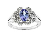 Pre-Owned Blue Tanzanite Rhodium Over Sterling Silver Ring 1.29ctw