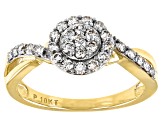 Pre-Owned White Diamond 10K Yellow Gold Cluster Ring 0.50ctw