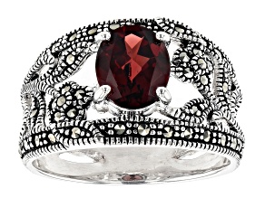 Pre-Owned Red Garnet Rhodium Over Sterling Silver Ring 1.70ctw