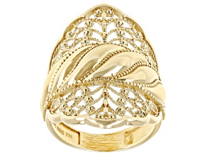 Pre-Owned 18K Gold Over Silver Swirl Filigree Ring