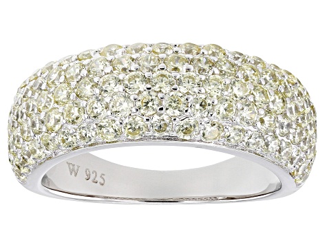 Pre-Owned Yellow Cubic Zirconia Rhodium Over Silver Ring